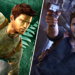 Nathan Drake valuting over in Uncharted: Drake