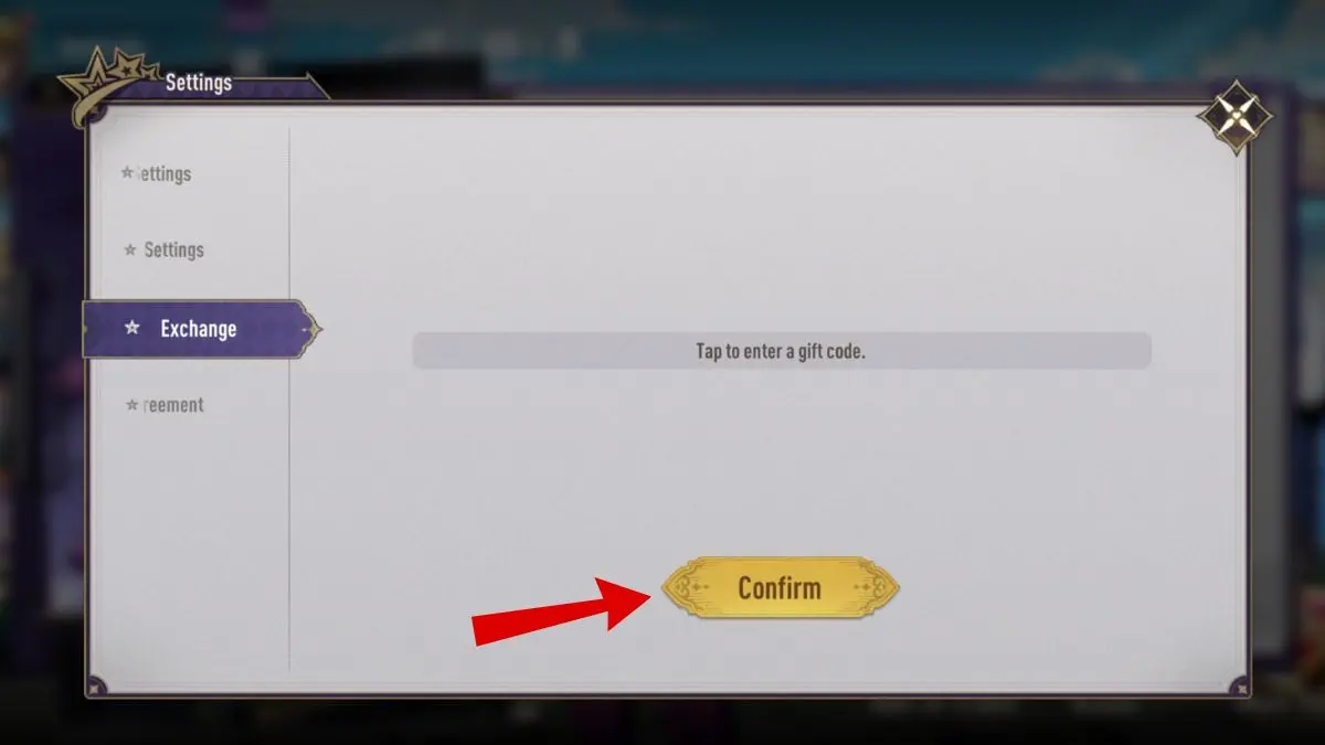 Finestra di inserimento codice in JoJo's Bizarre Adventure Golden Spirit