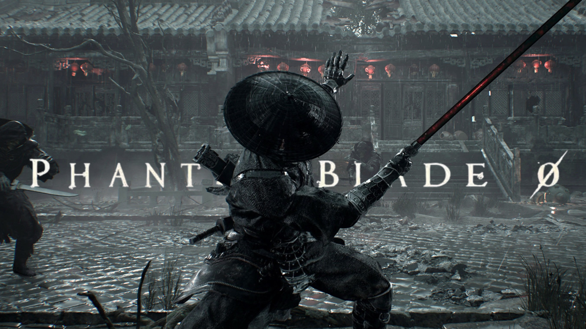 Phantom Blade Zero screenshot with Soul hitting a pose with his longsword and the logo in the background.