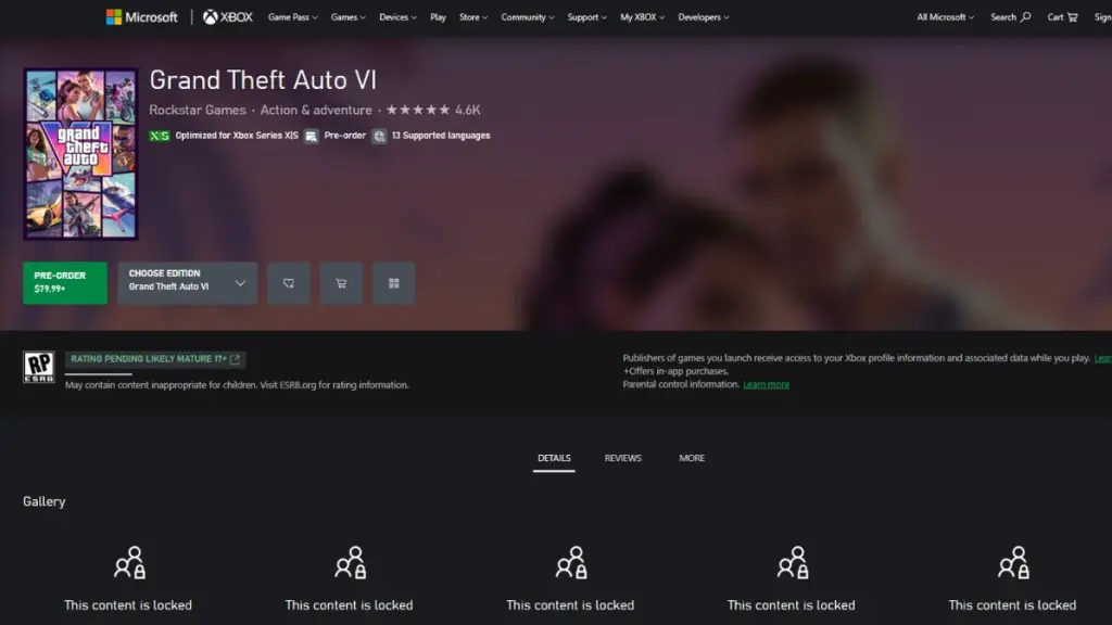 Lista prezzi ufficiale GTA 6 su Xbox