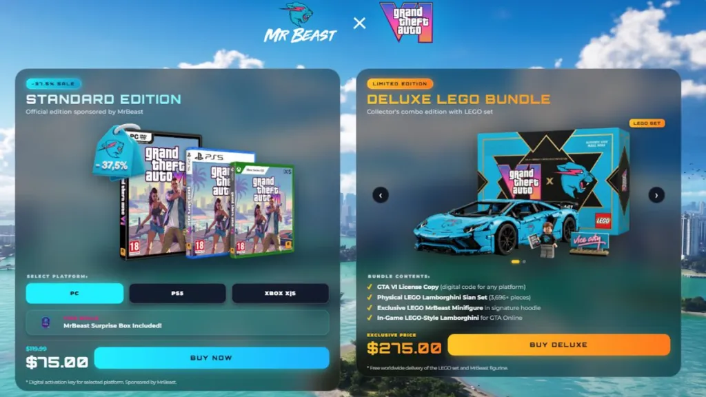 Sito truffa GTA 6 che propone una compilation con Mr Beast