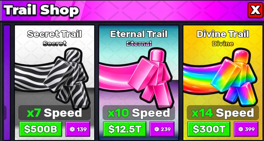 Acquisto di Trails per aumentare la velocità in Steal an Egg
