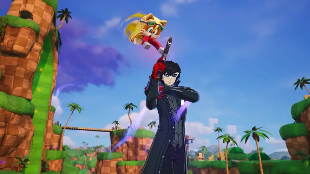 Joker di Persona con il Sprite Tails che planano in Fortnite