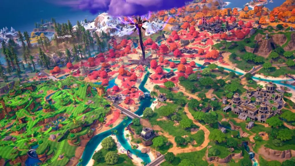 Vista della Spire, nuovo punto di interesse centrale di Fortnite