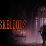 The Duskbloods promo image featuring the promotional character walking inside a cathedral.