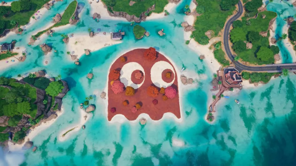 Landmark Pac‑Man Island nella mappa di Fortnite
