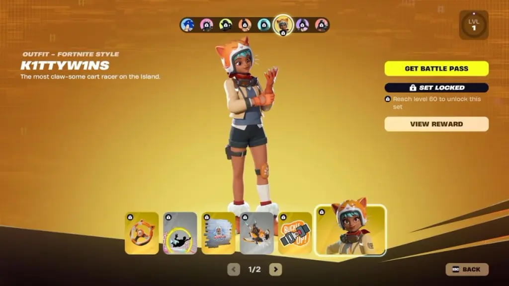 K1tty W1ns set con pickaxe e glider
