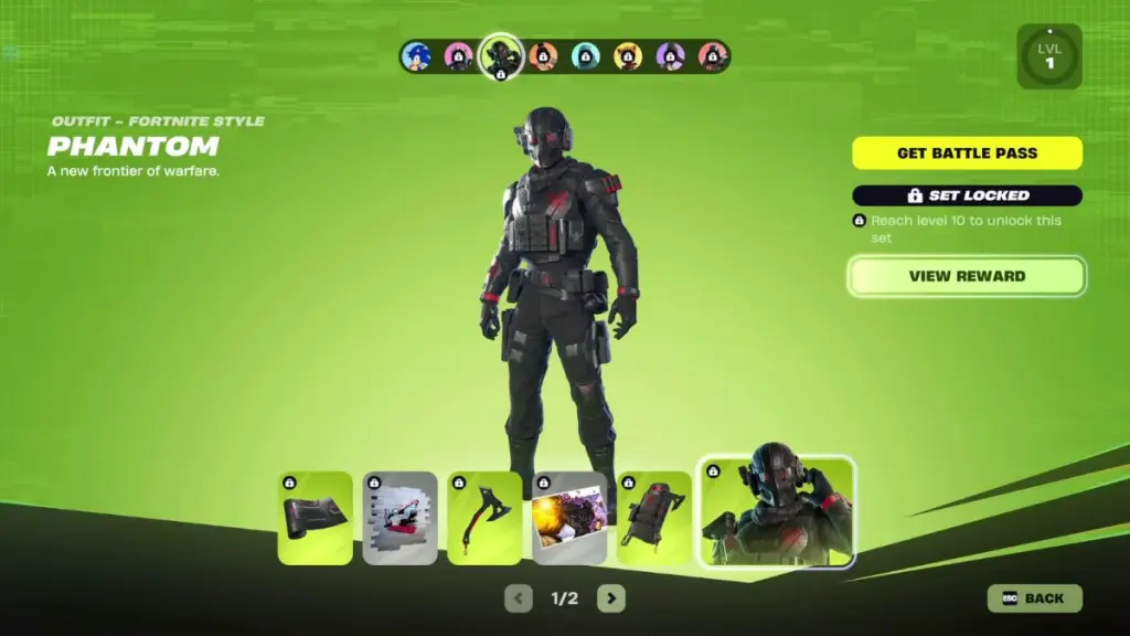 Equipaggiamento del set Phantom nell'Override Pass