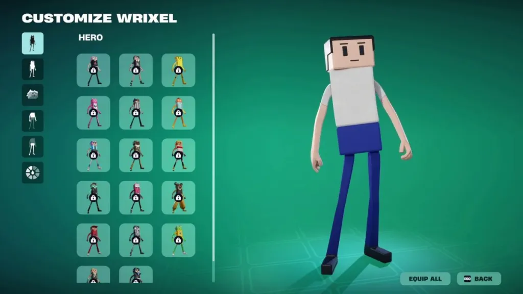 Pagina di personalizzazione del Wrixel nel Battle Pass Override