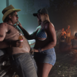 Port Gellhorn nudist town featuring two NPCs flirting in GTA 6.