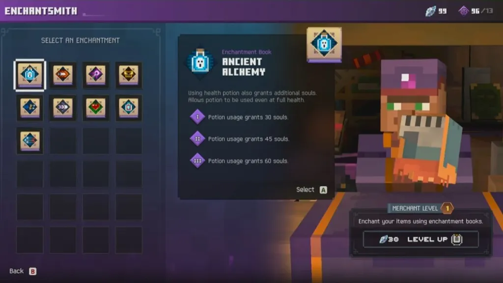 Enchantsmith che applica incantesimi alle armature in Minecraft Dungeons 2
