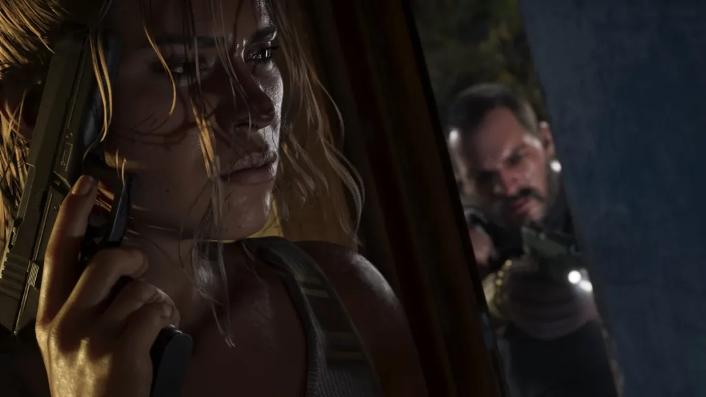 Lucia dallo sguardo abbattuto, showing segni di stanchezza e sporcizia in GTA 6