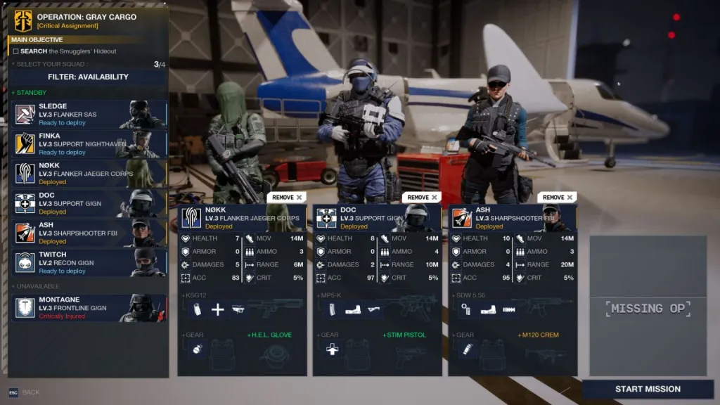 Selezione degli operatori in Rainbow 6 Tactics