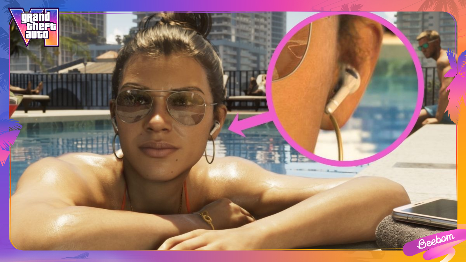Lucia wearing earbuds in GTA 6 pool