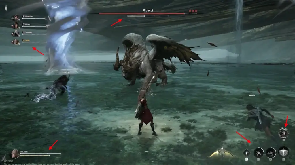 Interfaccia di Nodusfall con barre di salute dei boss