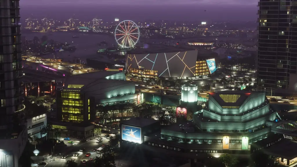 Vista notturna di Vice City in GTA 6
