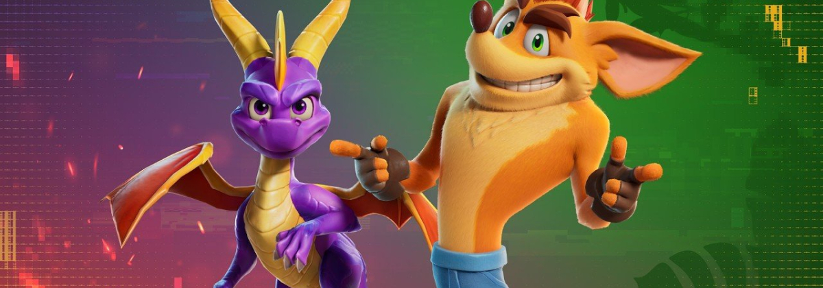 Fortnite Crash Bandicoot and Spyro collab keyart in C7S4.