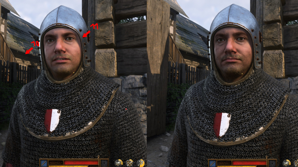 Screenshot che mostra i miglioramenti di luce e ombre in Kingdom Come: Deliverance grazie a DLSS 5