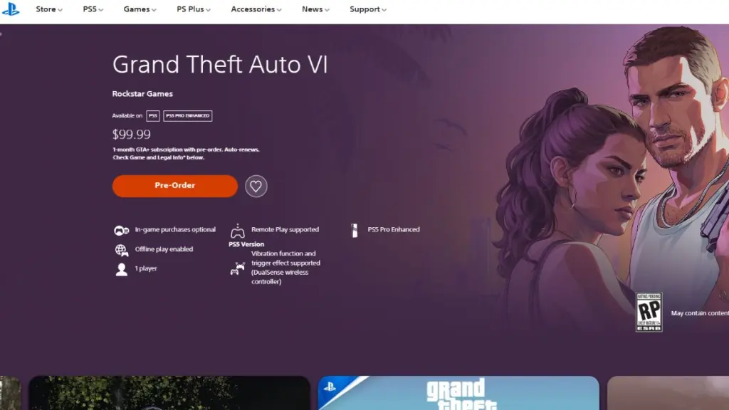 Lista prezzi ufficiale GTA 6 su PlayStation