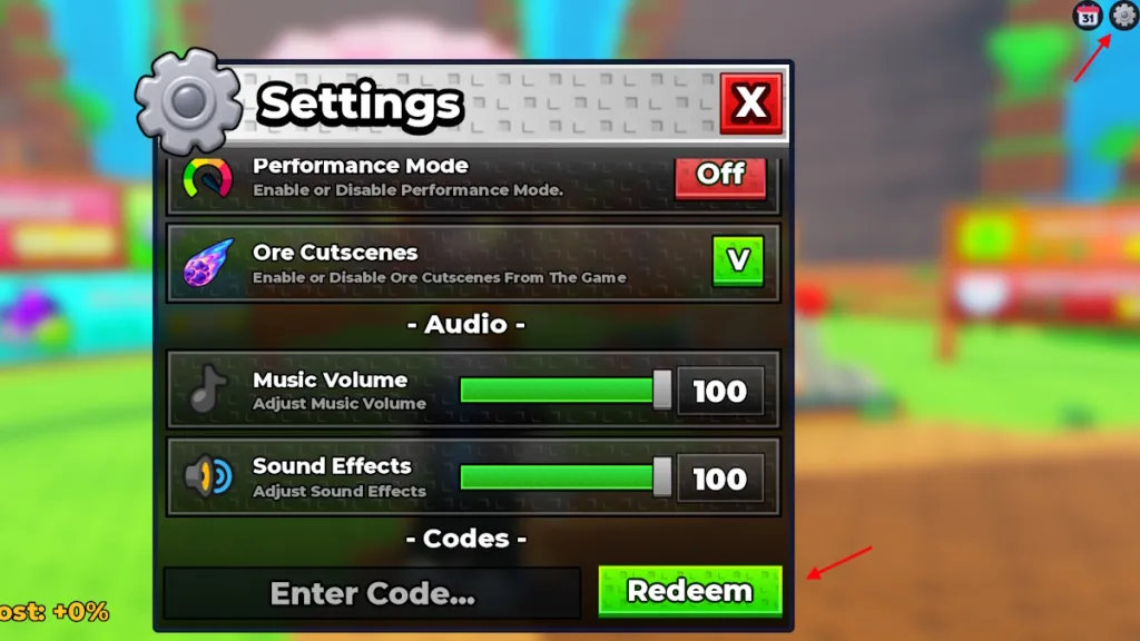 schermata di inserimento codici Sell Ores