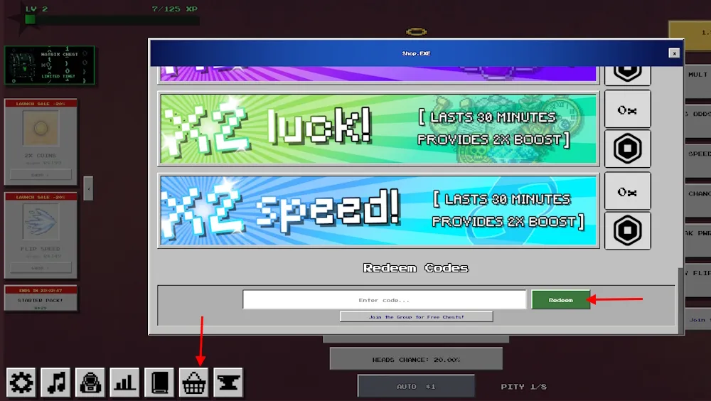Procedura di riscatto dei codici Coin Flip su Roblox