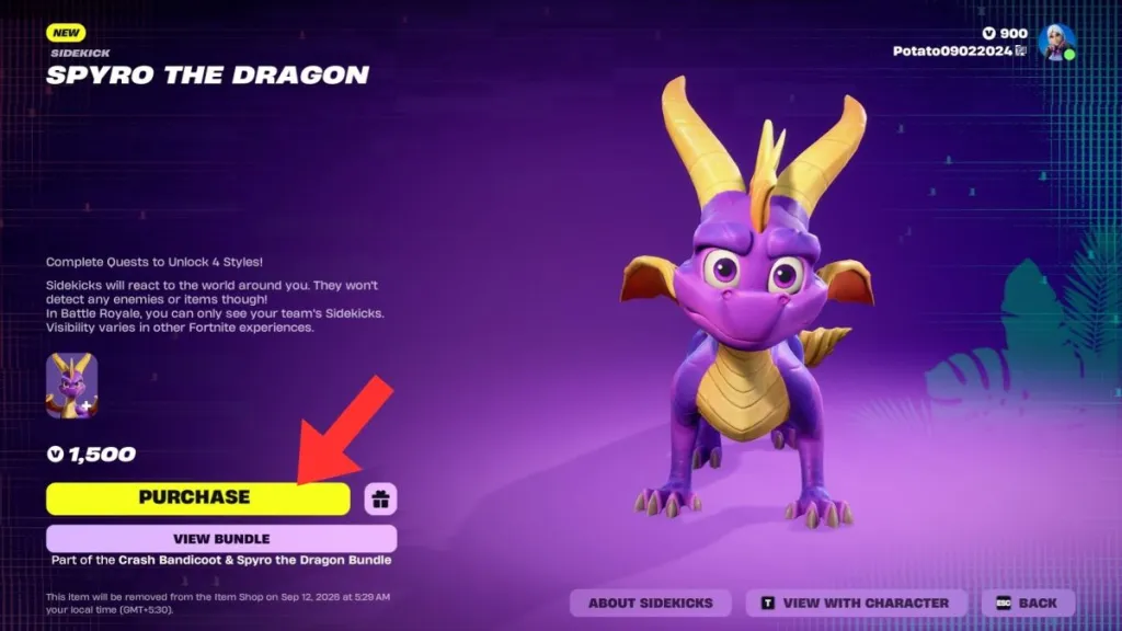 Sidekick Spyro il Drago in Fortnite Item Shop