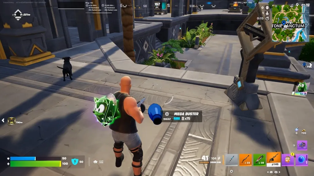 Mega Buster a terra in Fortnite