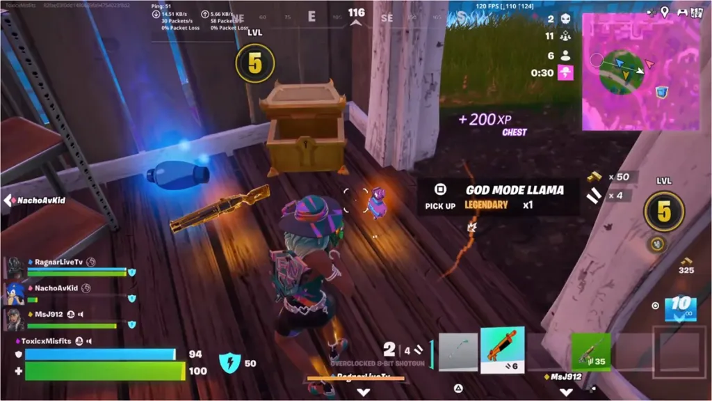 God Mode Llama mostrata nel menu oggetti di Fortnite
