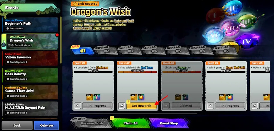 Ricompense dell'evento Dragon’s Wish in Anime Expeditions