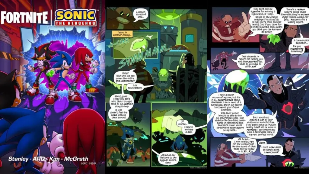 Eggman e Geno nel comic di Fortnite Sonic