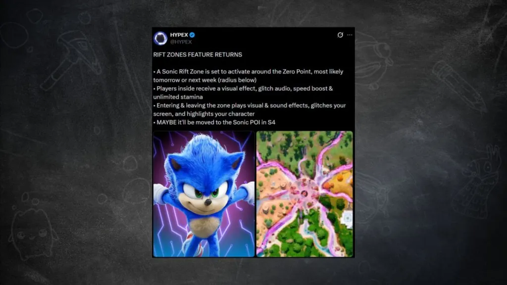 Leak di HYPEX sulla Sonic Rift Zone in Fortnite