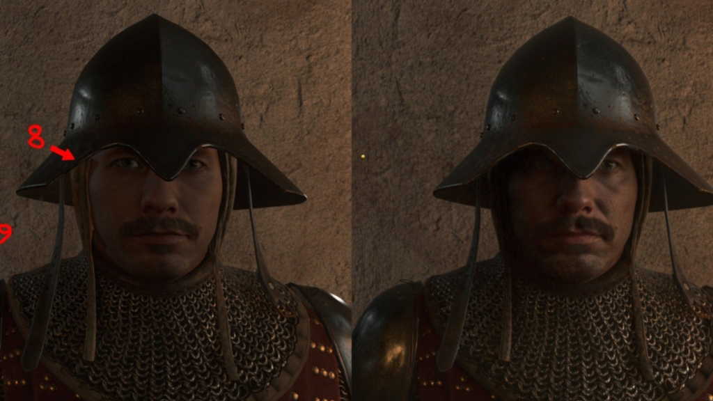 Confronto di un modello di Kingdom Come: Deliverance con e senza DLSS 5, evidenziando miglioramenti di luce e dettagli