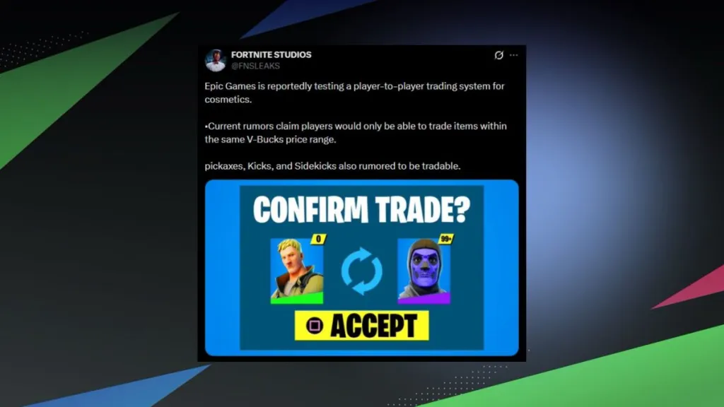 Possibile sistema di scambio skin in Fortnite