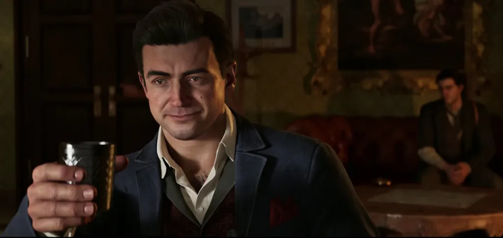 Salieri ed Enzo nella scena di Mafia: The Old Country – Man of Honor DLC
