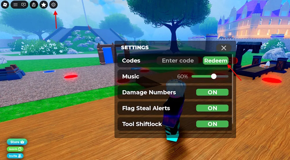 Schermata di riscattare i codici in 2 Player Evolution Tycoon su Roblox