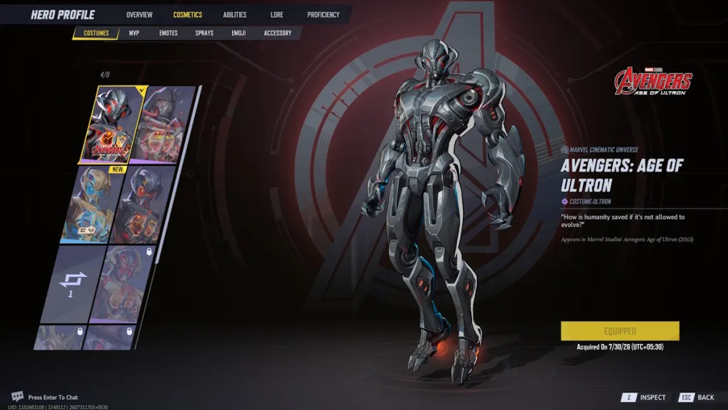 Skin Ultron Avengers: Age of Ultron in Marvel Rivals