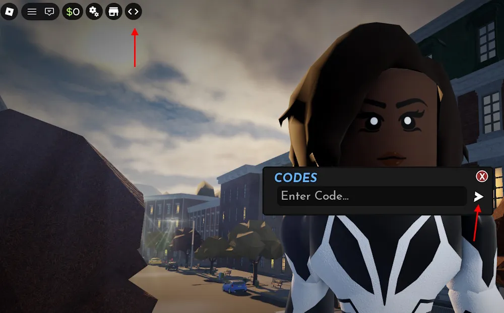Schermata di riscattazione dei codici Marvel Omega su Roblox
