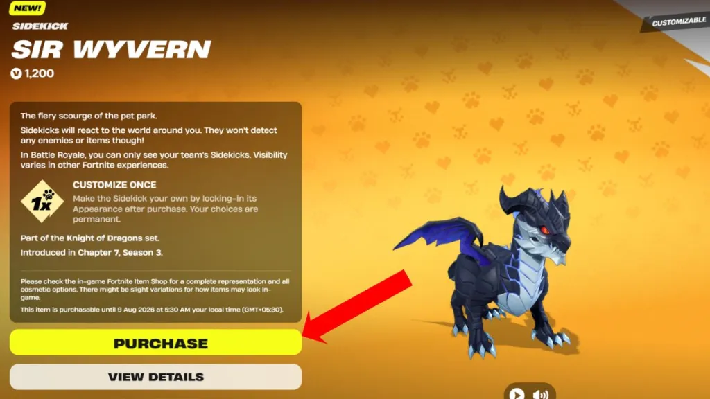 Acquisto Sir Wyvern Sidekick in Fortnite