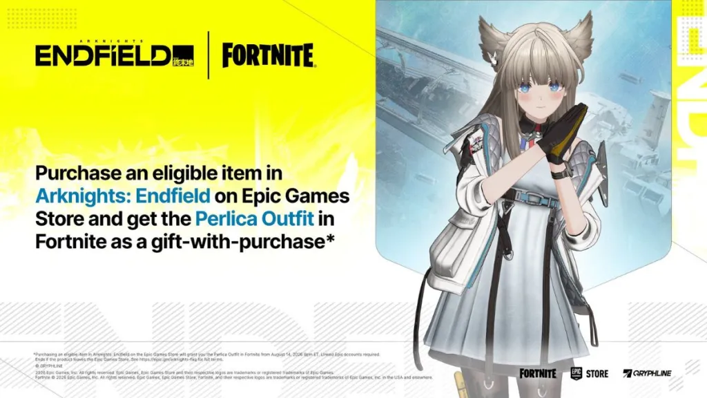 Anteprima della skin Perlica di Arknights Endfield in Fortnite