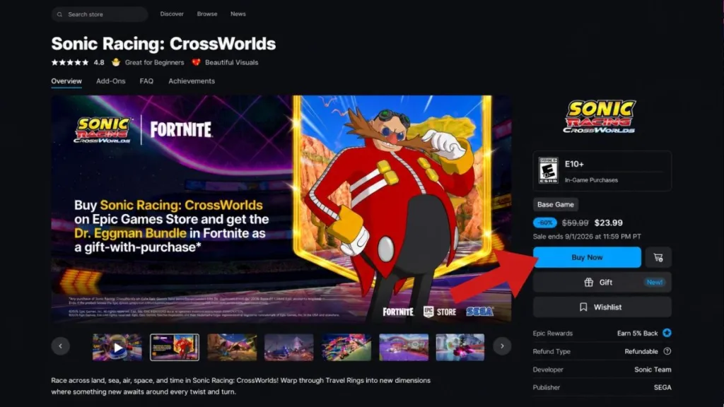 Skin Dr. Eggman disponibile sull'Epic Games Store