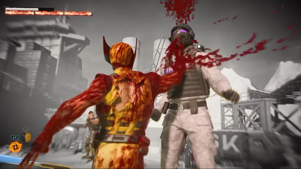 Logan in azione durante la modalità di rabbia, con schermo rosso sangue