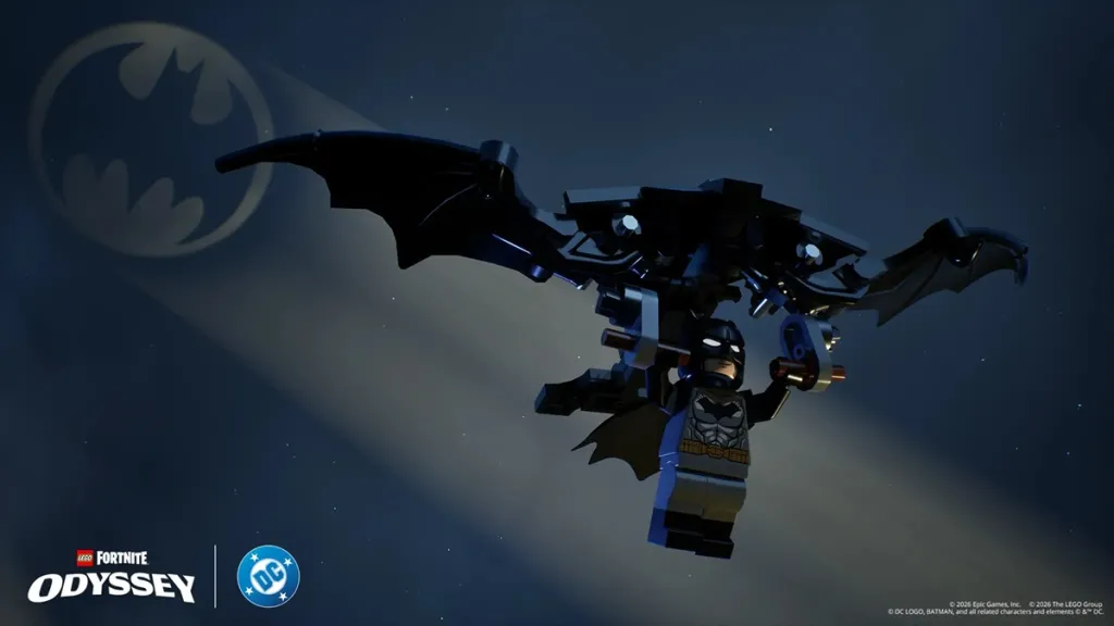 Batman in volo su LEGO Fortnite Odyssey