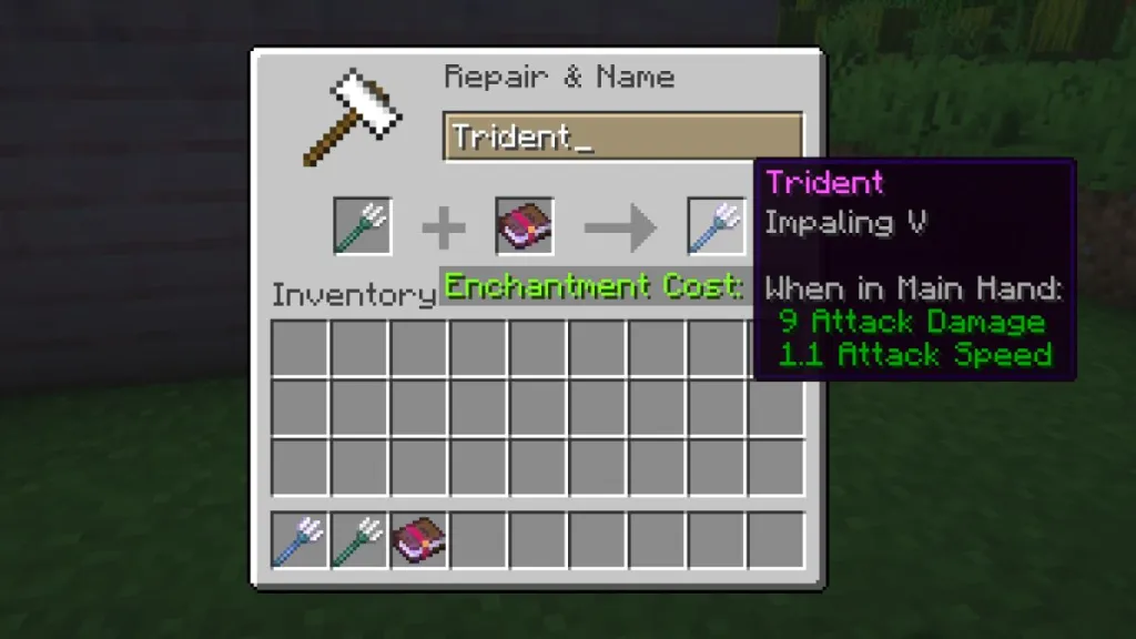 Livello 5 dell'incantesimo Impaling in Minecraft