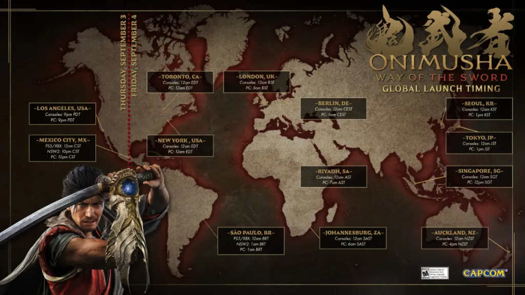 Mappa degli orari di rilascio di Onimusha: Way of the Sword