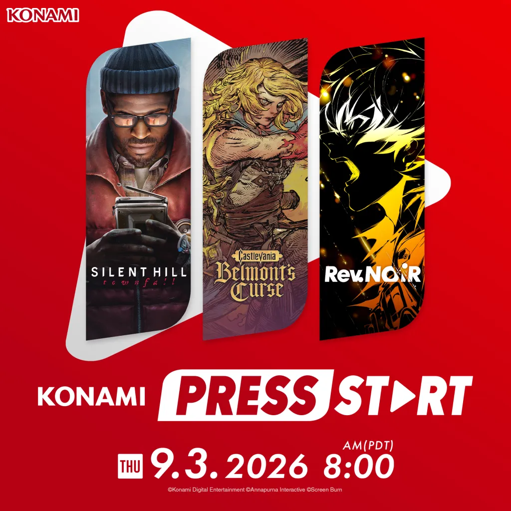 Locandina del Press Start Special Showcase di Konami, 3 settembre 2026
