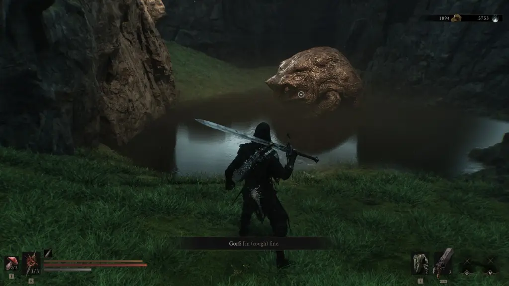 Schermata di Mortal Shell II che mostra il NPC Gorf
