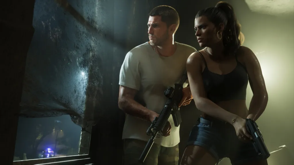 Personaggi Lucia e Jason di GTA 6 con armi
